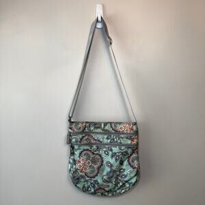 Vera Bradley Fan Flowers Print Lighten Up Trio Zip Hipster Crossbody Bag Purse